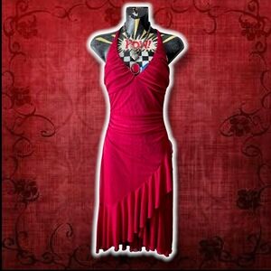 Valentine's Y2k Vintage Whimsygoth Red Sparkly City Triangles Cocktail Dress